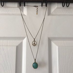 Lucky Brand | Layered Peace Sign Pendant Necklace
